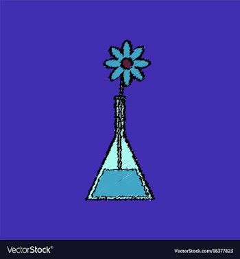 Flat shading style icon flower in test tube vector image