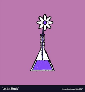 Flat shading style icon flower in test tube vector image