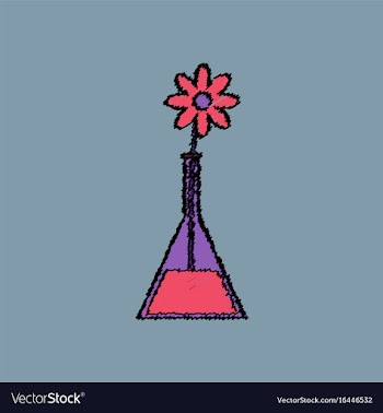 Flat shading style icon flower in test tube vector image