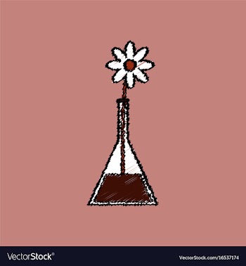 Flat shading style icon flower in test tube vector image