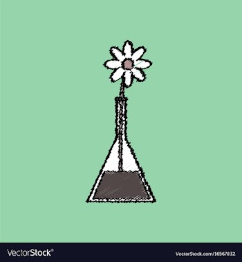 Flat shading style icon flower in test tube vector image