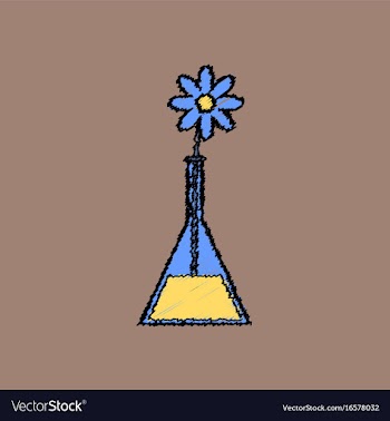 Flat shading style icon flower in test tube vector image