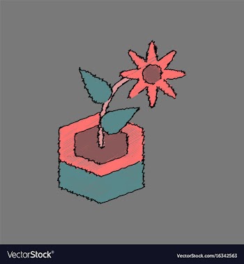 Flat shading style icon flower in the ground vector image