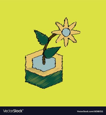 Flat shading style icon flower in the ground vector image