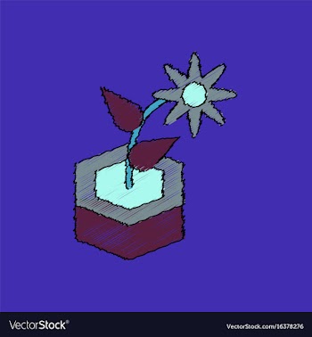 Flat shading style icon flower in the ground vector image