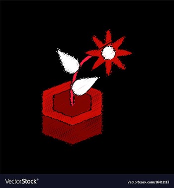 Flat shading style icon flower in the ground vector image