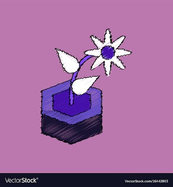 Flat shading style icon flower in the ground vector image