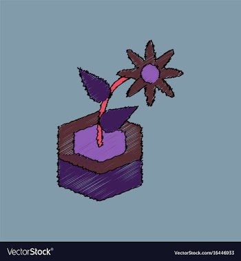 Flat shading style icon flower in the ground vector image
