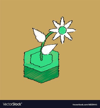 Flat shading style icon flower in the ground vector image