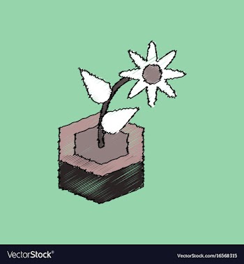 Flat shading style icon flower in the ground vector image