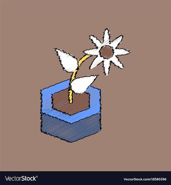 Flat shading style icon flower in the ground vector image