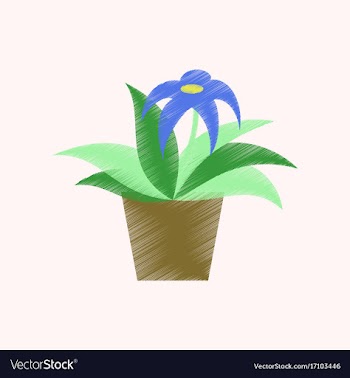 Flat shading style icon flowering pot vector image