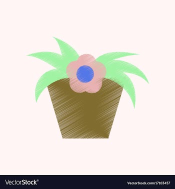 Flat shading style icon flowering pot vector image