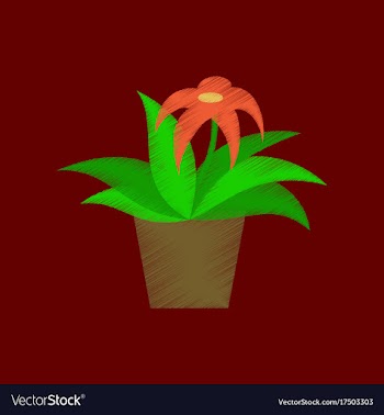 Flat shading style icon flowering pot vector image