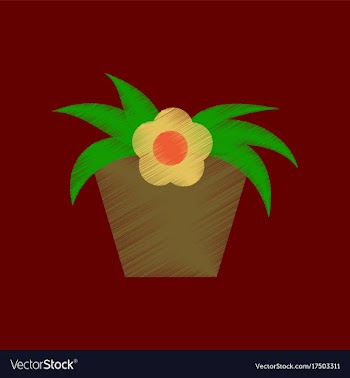 Flat shading style icon flowering pot vector image