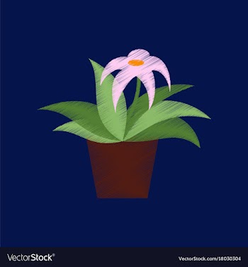Flat shading style icon flowering pot vector image