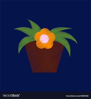 Flat shading style icon flowering pot vector image