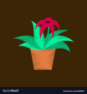 Flat shading style icon flowering pot vector image