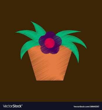 Flat shading style icon flowering pot vector image