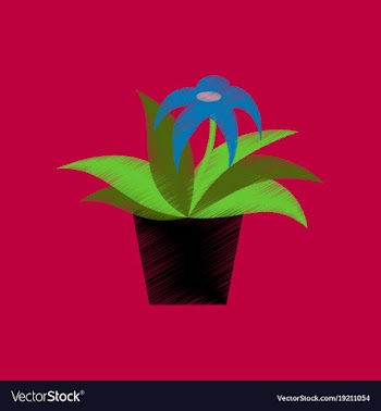 Flat shading style icon flowering pot vector image
