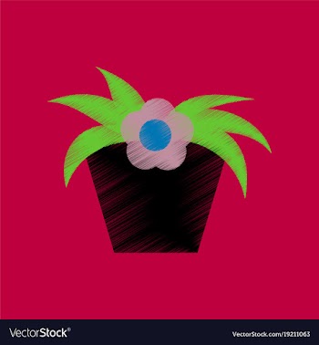 Flat shading style icon flowering pot vector image