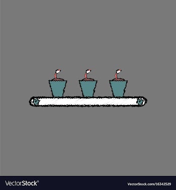 Flat shading style icon flowerpots on shelf vector image