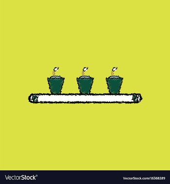 Flat shading style icon flowerpots on shelf vector image