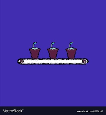 Flat shading style icon flowerpots on shelf vector image