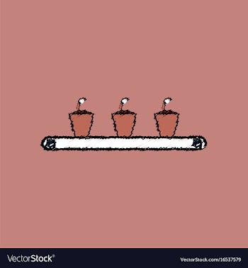 Flat shading style icon flowerpots on shelf vector image
