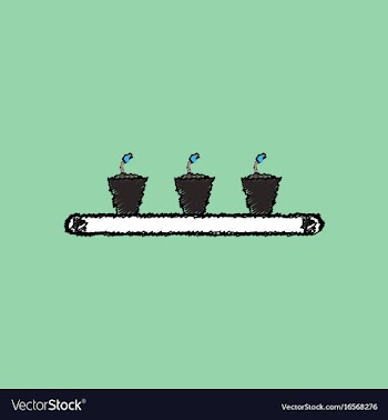 Flat shading style icon flowerpots on shelf vector image