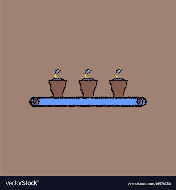 Flat shading style icon flowerpots on shelf vector image