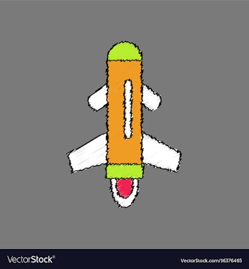 Flat shading style icon flying rocket vector image