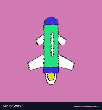 Flat shading style icon flying rocket vector image