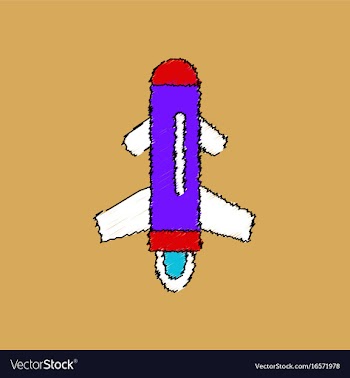 Flat shading style icon flying rocket vector image