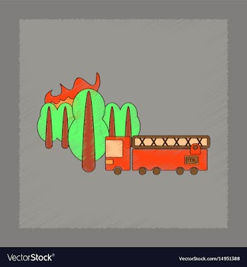 Flat shading style icon forest fire truck vector image