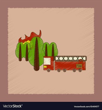 Flat shading style icon forest fire truck vector image