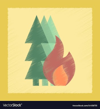 Flat shading style icon forest fire vector image