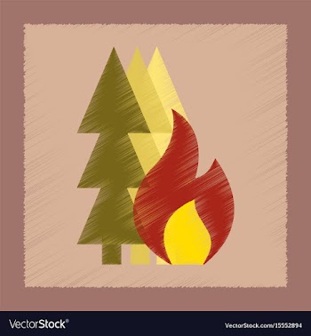 Flat shading style icon forest fire vector image