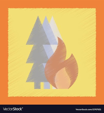 Flat shading style icon forest fire vector image