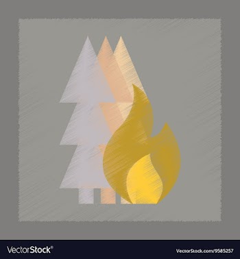 Flat shading style icon forest fire vector image