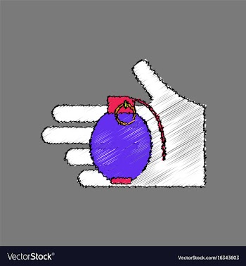 Flat shading style icon frag grenade in hand vector image