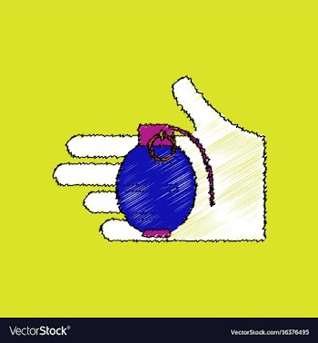 Flat shading style icon frag grenade in hand vector image