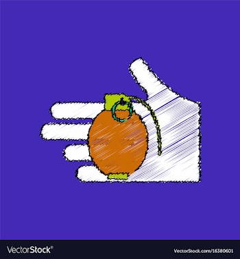 Flat shading style icon frag grenade in hand vector image