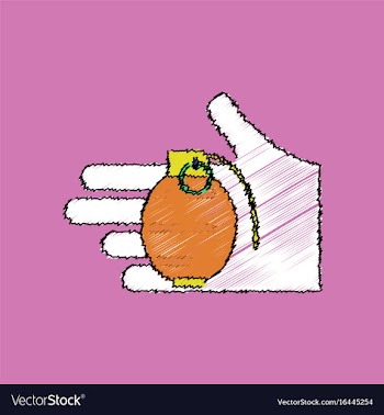 Flat shading style icon frag grenade in hand vector image