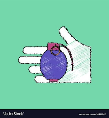 Flat shading style icon frag grenade in hand vector image