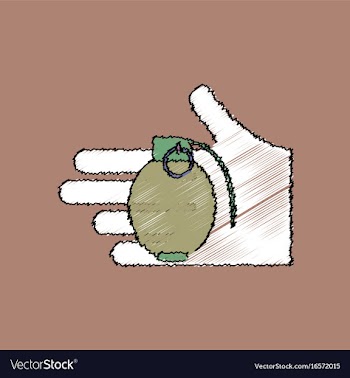 Flat shading style icon frag grenade in hand vector image