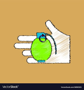 Flat shading style icon frag grenade in hand vector image