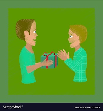 Flat shading style icon friends gift vector image
