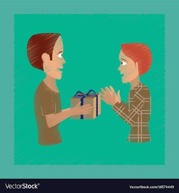 Flat shading style icon friends gift vector image