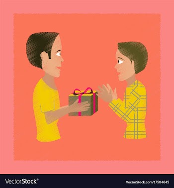 Flat shading style icon friends gift vector image